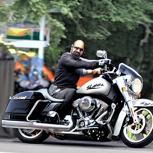 Image similar to king Mohammed 6 riding harley