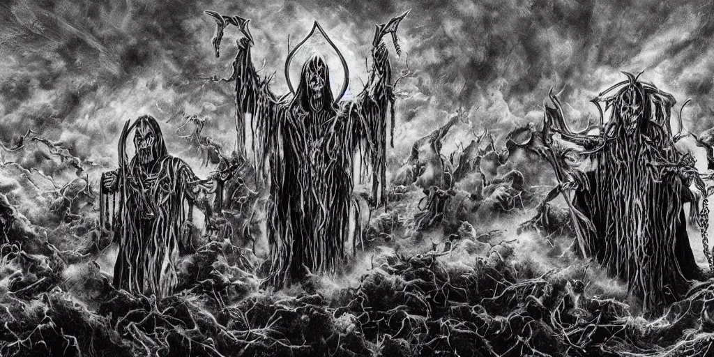 Prompt: and on the 8th day god granted black metal to the earth