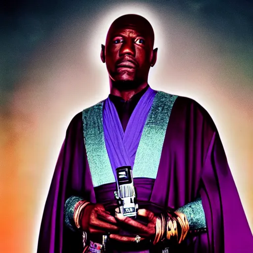 Image similar to gucci mane as mace windu in star wars episode 3, 8k resolution, full HD, cinematic lighting, award winning, anatomically correct