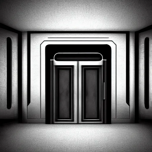 Prompt: photo art - deco sci - fi door