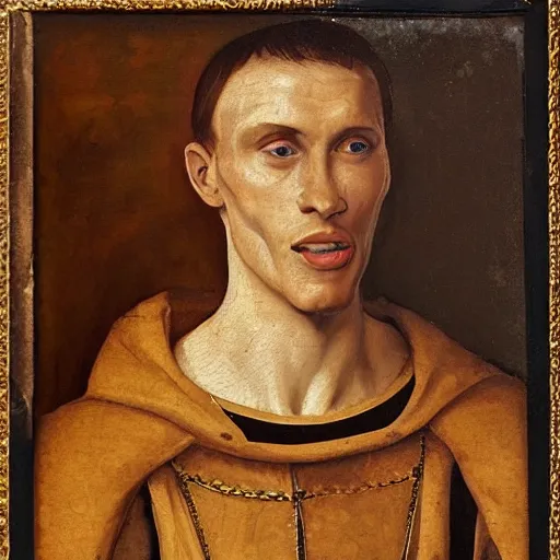 Image similar to A 14th century italian renaissance oil painting of Jerma985, portrait of Jerma985, grainy, realistic, very realistic, hyperrealistic, highly detailed, very detailed, extremely detailed, very neat, very epic, very cool, detailed, trending on artstation