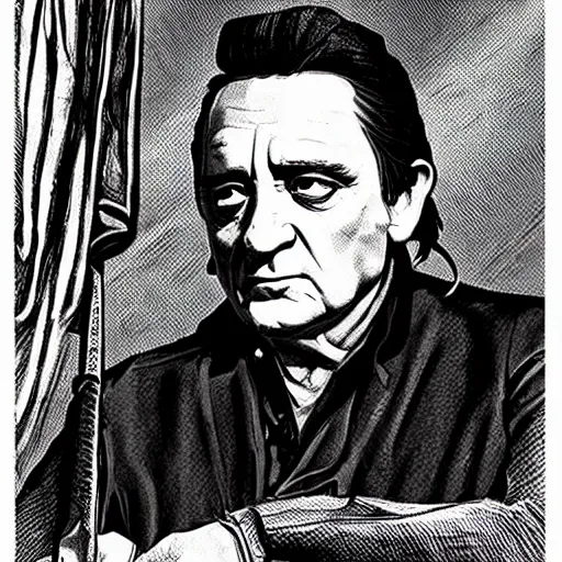 Prompt: johnny cash as a revolutionary war general