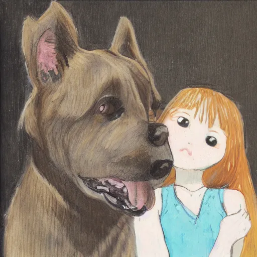 Image similar to a dog and a girl by kei toume