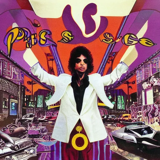 Image similar to the cover artwork for Prince’s Sign O’ The Times album. Really detailed.