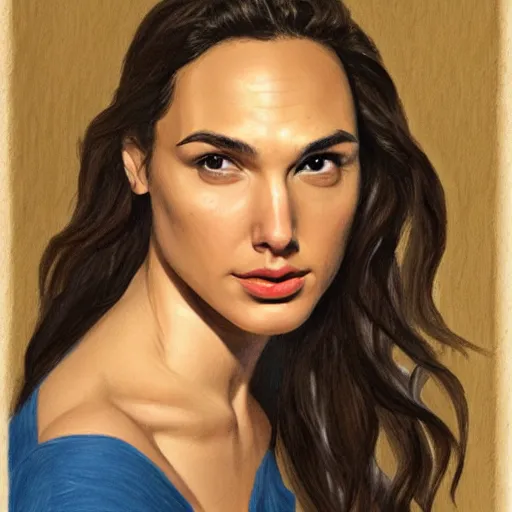 Prompt: portrait of Gal Gadot, in the style of the Hudson River School