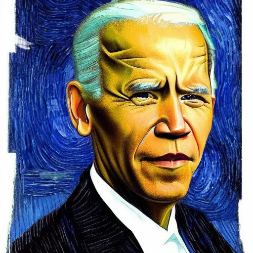 Prompt: a fusion of Barack Obama and Joe Biden painted by Vincent Van Gogh, presidential fusion, mix of Biden and Obama, presidential cross, portrait, oil painting by Van Gogh