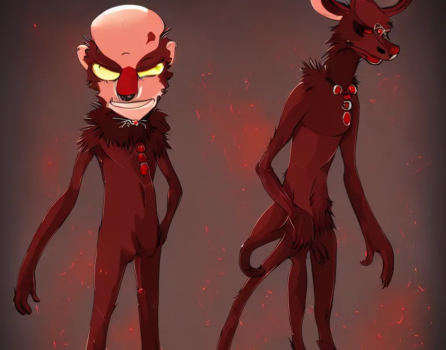 Image similar to furry - male - red - black - weasel - necromancer - fursona uhd ue 5 visual novel pc game expressions