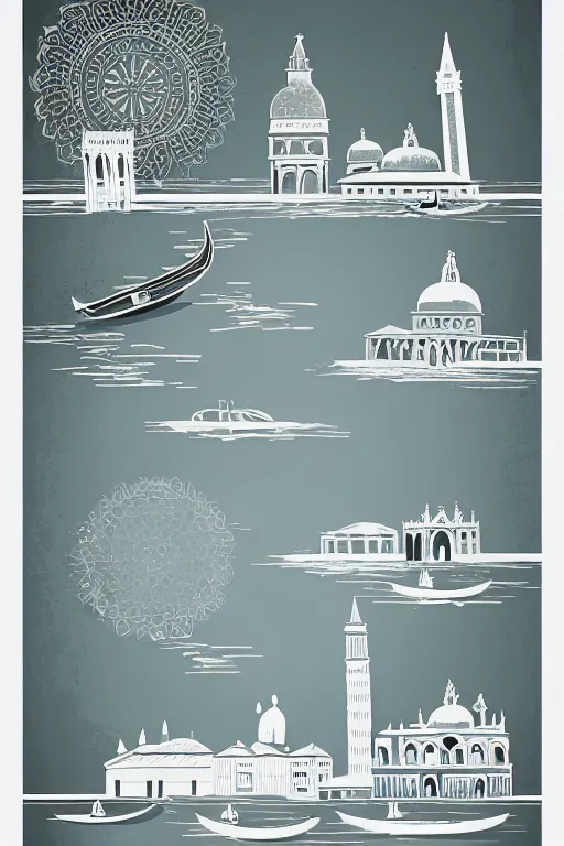 Image similar to minimalist boho style art of venice, illustration, vector art