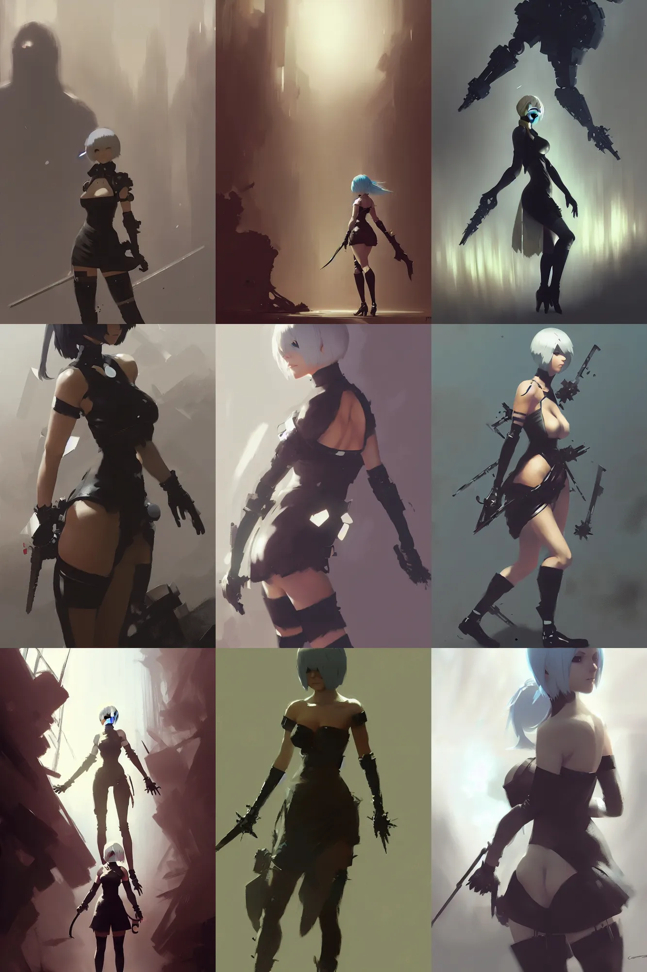 Prompt: gorgeous nier automata by Craig Mullins, ilya kuvshinov, Greg Rutkowski, trending on artstation