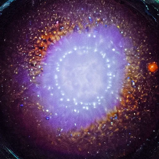 Prompt: photo of a galaxy formed inside a cup of coffee, macro lens, high contrast