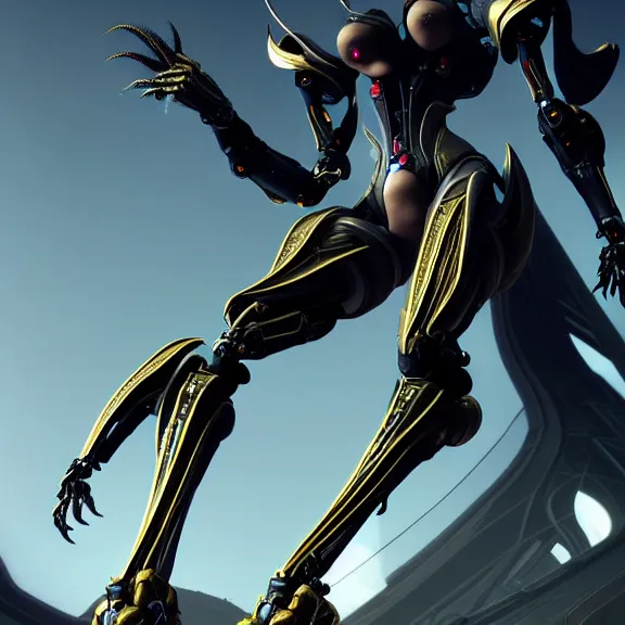 Image similar to highly detailed giantess shot, worms eye view, looking up at a giant 500 foot tall beautiful stunning saryn prime female warframe, as a stunning anthropomorphic robot female dragon, looming over you, walking toward you, detailed warframe legs towering over you, camera looking up, posing elegantly over you, sleek sharp claws, detailed robot dragon feet about to step on you, intimidating, proportionally accurate, two arms, two legs, camera close to the legs and feet, giantess shot, warframe fanart, ground view shot, cinematic low shot, high quality, captura, realistic, professional digital art, high end digital art, furry art, macro art, giantess art, anthro art, DeviantArt, artstation, Furaffinity, 3D realism, 8k HD octane render, epic lighting, depth of field