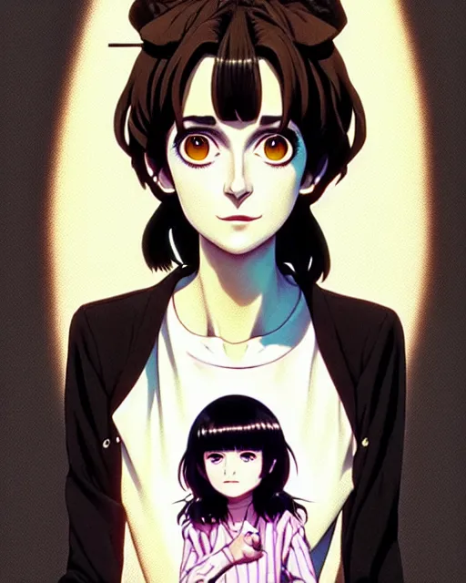 Image similar to portrait Anime as winona ryder beetlejuice girl cute-fine-face, brown-black-hair pretty face, realistic shaded Perfect face, fine details. Anime. beetlejuice realistic shaded lighting by Ilya Kuvshinov katsuhiro otomo ghost-in-the-shell, magali villeneuve, artgerm, rutkowski, WLOP Jeremy Lipkin and Giuseppe Dangelico Pino and Michael Garmash and Rob Rey