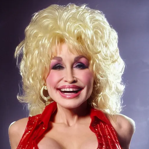 Image similar to dolly parton as a young adult, 1990s nyc backround, realistic, bulging bust, 8k resolution, hyperdetailed, highly detailed, real life, studio lighting, high quality