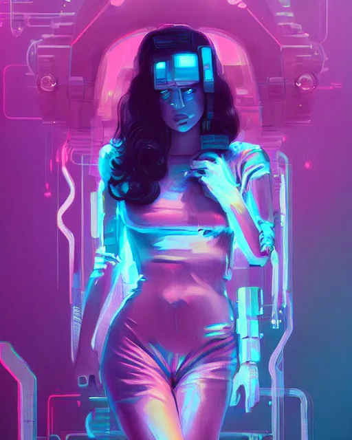 Image similar to portrait of lana del rey as a cyberpunk cyborg. sci - fi intricate abstract. intricate artwork, tear drops, roses, by tooth wu, wlop, beeple, dan mumford. concept art, octane render, trending on artstation, greg rutkowski, asymmetrical, cinematic arthouse, key art, hyper realism, iridescent accents