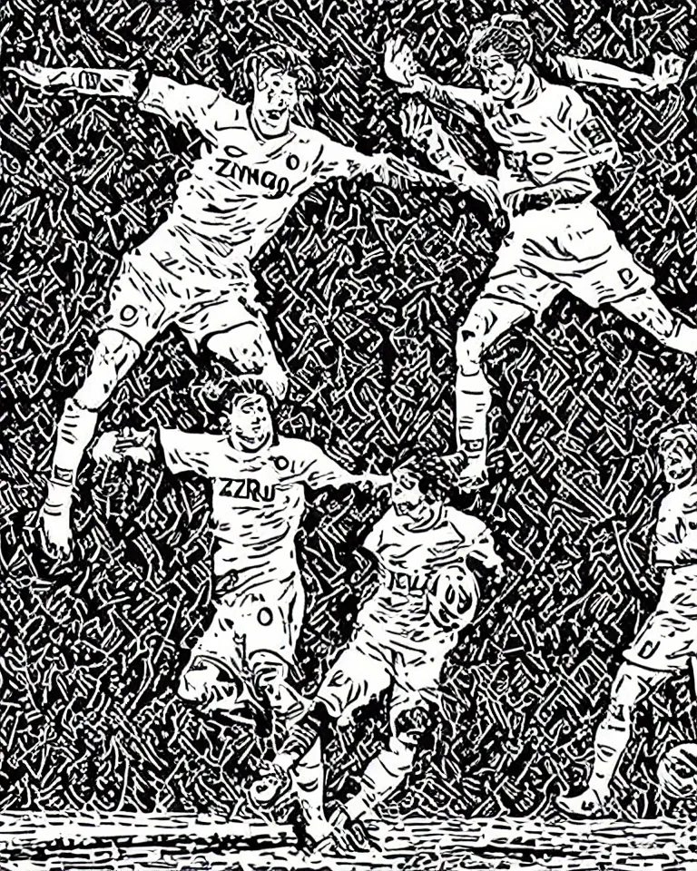 Image similar to a detailed lifelike linocut engraving of zico flamengo