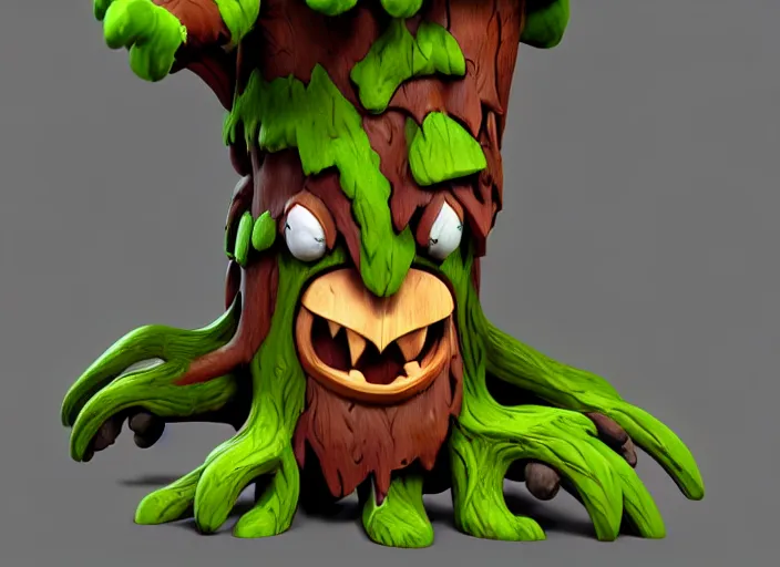 Prompt: festeroot wooden ent leshy treant head, stylized stl, 3 d render, activision blizzard style, hearthstone style, darksiders art style