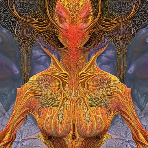Prompt: dmt healer by alexander mcqueen, zdzisław beksinski and alphonse mucha. highly detailed, hyper - real, very beautiful, intricate fractal details, very complex, opulent, epic, mysterious, trending on deviantart and artstation, polished and minimalist redesign by zaha hadid and iris van herpen