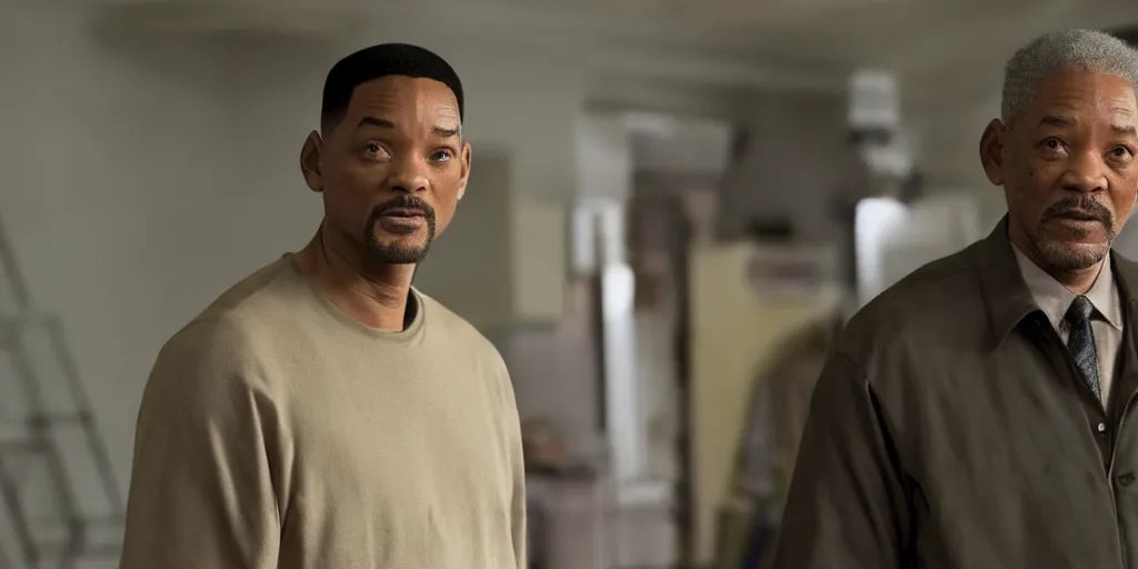 Prompt: Will Smith as Morgan Freeman in 'The FreeMan' (2023), movie still frame