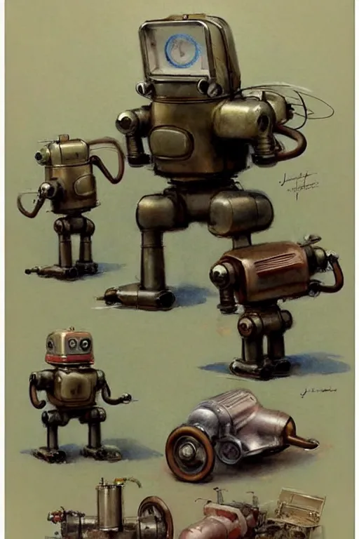 Image similar to (((((1950s inventors workshop full or robots . muted colors.))))) by Jean-Baptiste Monge !!!!!!!!!!!!!!!!!!!!!!!!!!!