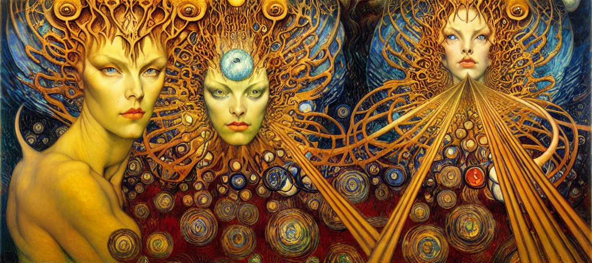 Image similar to Divine Chaos Engine by Karol Bak, Jean Delville, William Blake, Gustav Klimt, and Vincent Van Gogh, symbolist, visionary