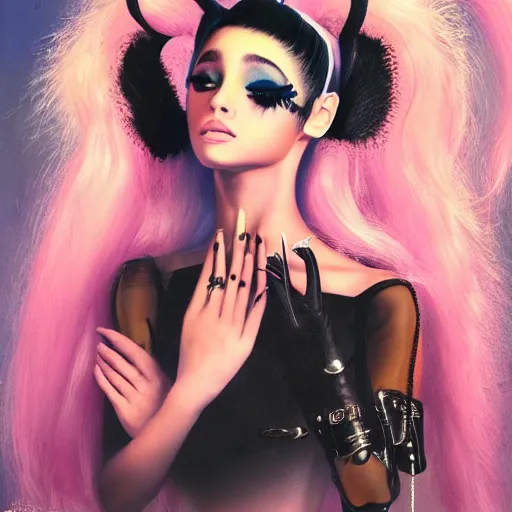 photo of ariana grande in goth make - up, ultra, Stable Diffusion