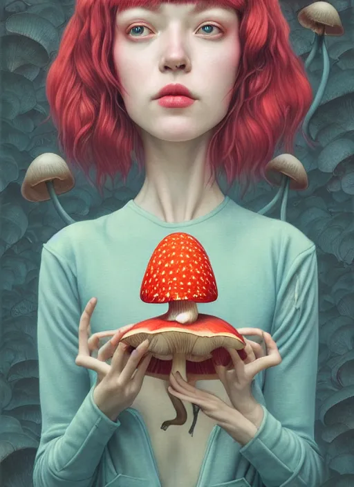 Prompt: girl with mushroom : : by martine johanna and simon stalenhag and chie yoshii and casey weldon and wlop : : ornate, dynamic, particulate, rich colors, intricate, elegant, highly detailed, centered, artstation, smooth, sharp focus, octane render, 8 k