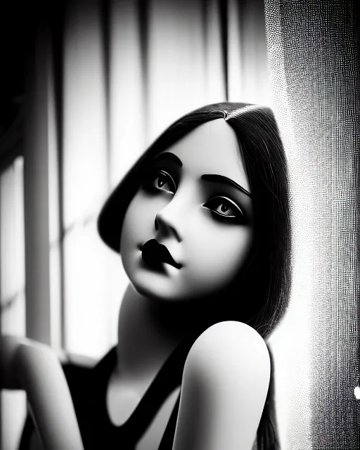 Image similar to black and white dreamy young beautiful female artificial intelligence, metropolis, cinematic, rim light, bokeh, photo - realistic, elegant, high detail, 8 k, masterpiece, photo taken in 1 9 3 0