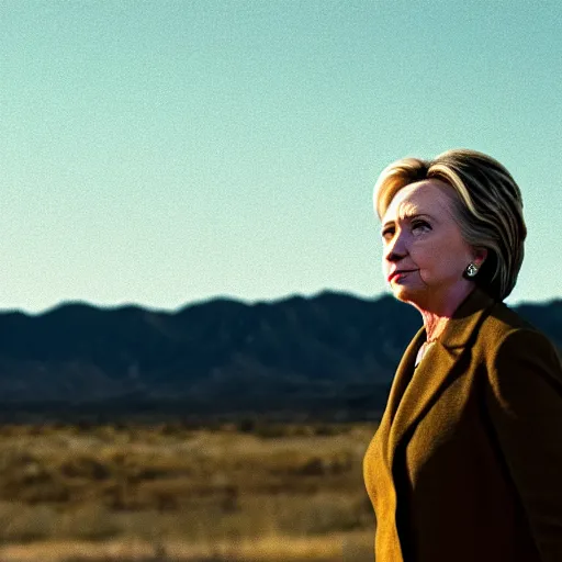 Image similar to cinematic shot of hillary clinton in breaking bad