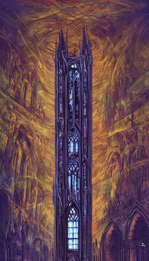 Prompt: The gothic cathedral of endless dreams, italian futurism, Dan Mumford, da vinci