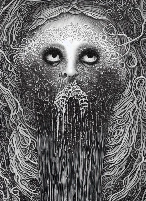 Image similar to Jellyfish goddess painting by Dan Hillier, trending on artstation, artstationHD, artstationHQ, 4k, 8k