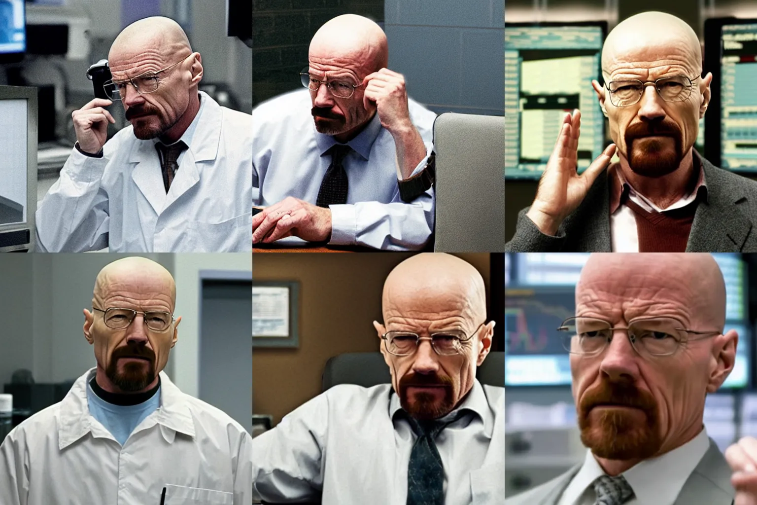 Prompt: Walter White reacts to the stock market crash