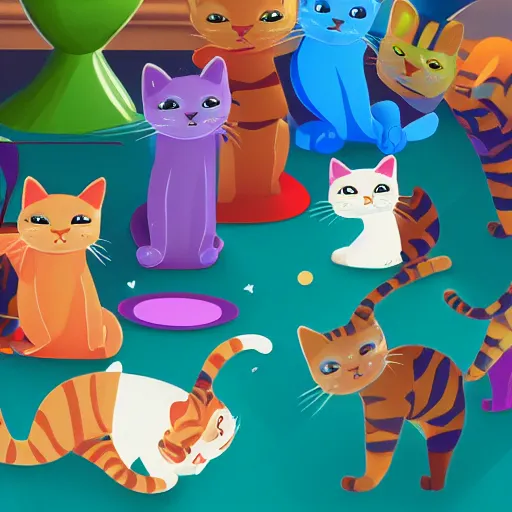 Prompt: cats having a party, 4k, game video art style