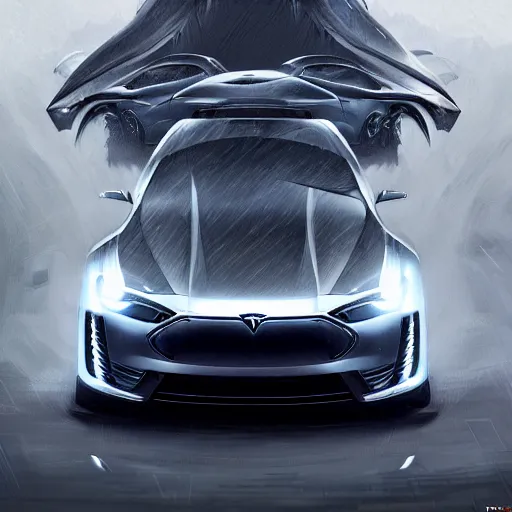 Prompt: detailed intricate digital illustration by greg rutkowski and artgerm and wlop ; 2 0 2 4 concept car tesla apple hyundai elantra, sharp, smooth, editorial photograph, led headlights and sleek design