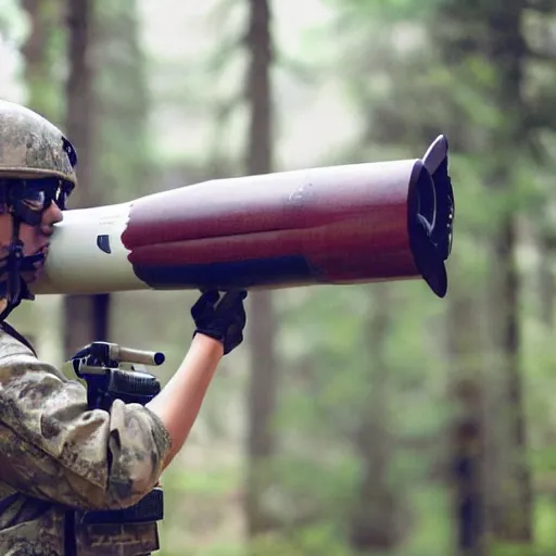 Image similar to a rocket launcher explosive deer military animal beast, huge, powerful, rocket, launcher, scary, anger, rage, canon eos c 3 0 0, ƒ 1. 8, 3 5 mm