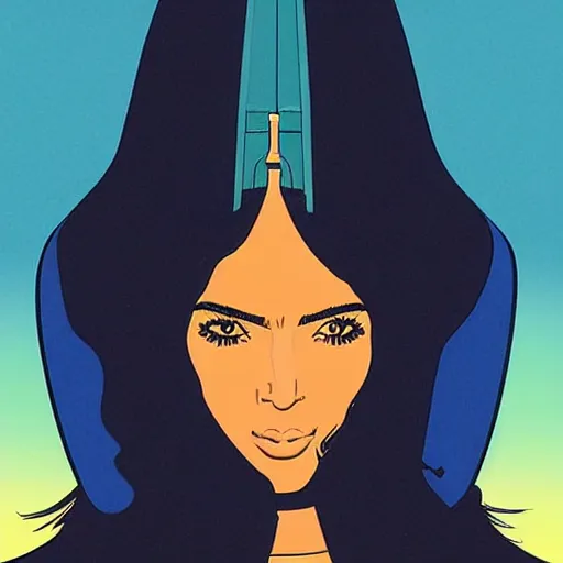 Image similar to “ kim kardashian retro minimalist portrait by jean giraud, moebius starwatcher comic, 8 k ”