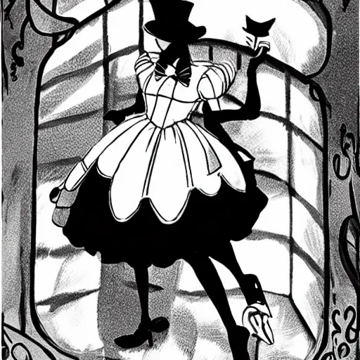 Prompt: alice in wonderland, noir