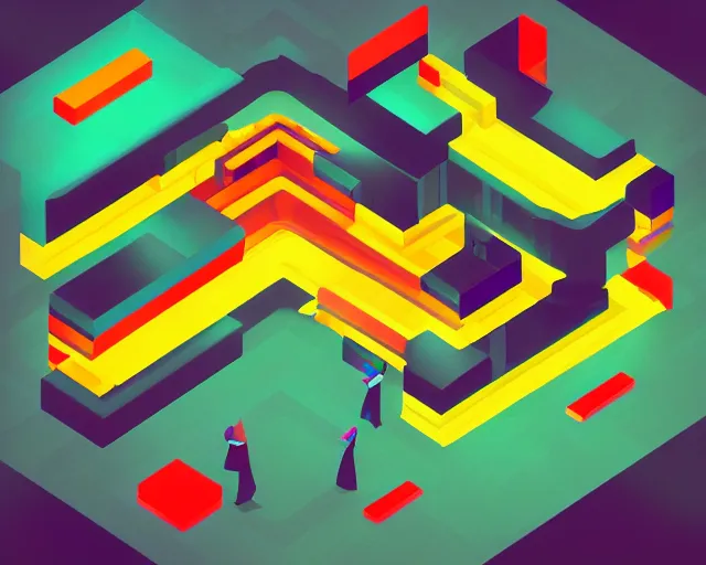 Prompt: Glitch art, dark, isometric