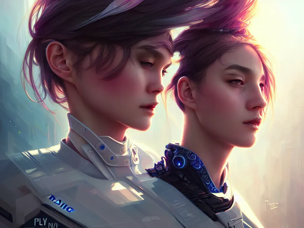 Prompt: portrait futuristic new zealand police uniform girl, at future neon light rooftop, ssci - fi and fantasy, intricate and very very beautiful and elegant, highly detailed, digital painting, artstation, concept art, smooth and sharp focus, illustration, art by tan zi and ayanamikodon and alphonse mucha and wlop