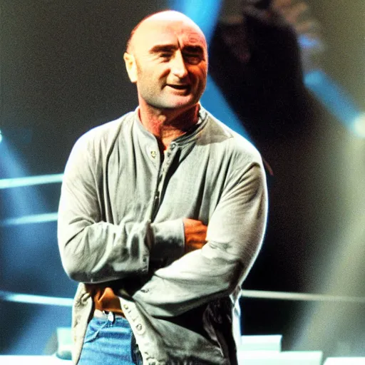 Prompt: Phil Collins requiring a jacket