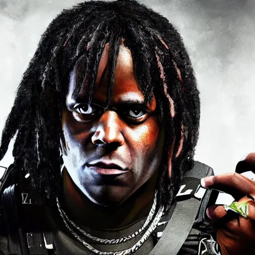 Image similar to chief keef and call of duty warzone digital art 4 k the detailed super realistic