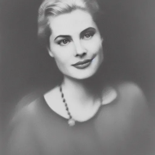 Prompt: headshot edwardian photograph of grace kelly, angelina jolie, 1 9 2 0 s film actress, realistic face, 1 9 1 0 s, grainy, victorian, soft blur