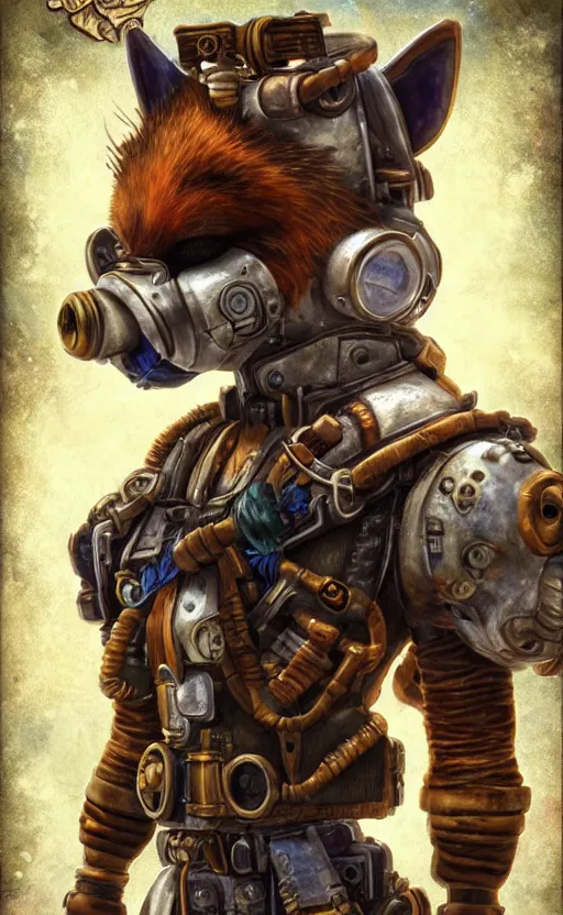 Image similar to underwater steampunk biopunk portrait of fox mccloud from star fox ( 1 9 9 3 ), hyper detailed, digital art, trending in artstation, cinematic lighting, studio quality, smooth render, unreal engine 5 rendered, octane rendered, art style by klimt and nixeu and ian sprigger and wlop and krenz cushart.