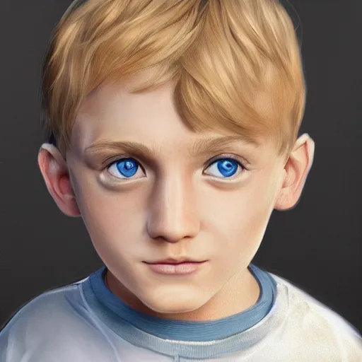 Image similar to a detailed portrait of a blonde boy with blue eyes, digital concept art illustration, incredibly detailed and realistic, 8 k, sharp focus