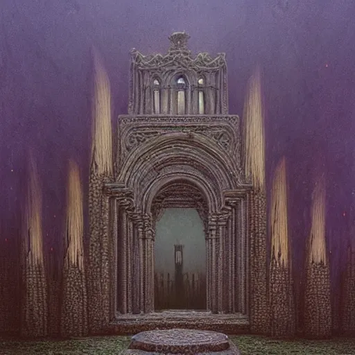 Image similar to the mausoleum of mael, dark fantasy, seb mckinnon, zdzislaw beksinski, extremely intricate, very detailed