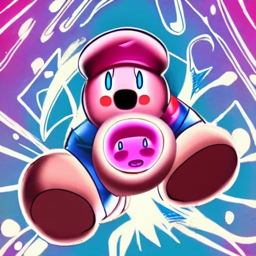 Image similar to kirby in the style of christian weston chandler