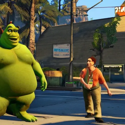 Image similar to shrek in grand theft auto 5