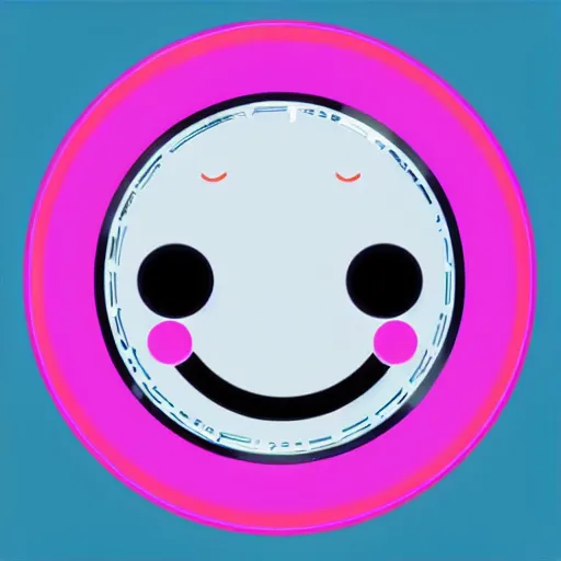 Image similar to a pink and blue circle with a smiley face, vector art by shitao, featured on deviantart, digital art, irridescent, adafruit, flat shading