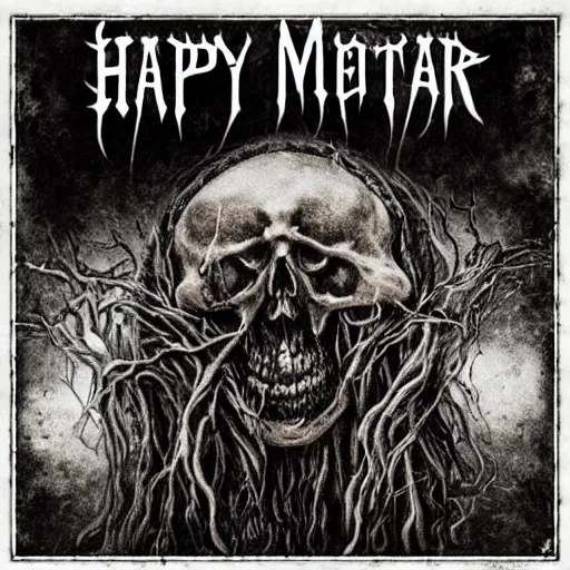 Prompt: happy death metal album cover