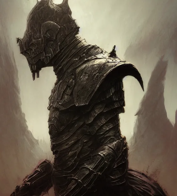 Image similar to garrador concept, beksinski, age of sigma art, frank franzetta, ruan jia, dark soul armor concept, trending on artstation, wayne barlowe, adrian smith fantasy art, elden ring art, the hobbit art, lord of the ring art, infinity blade armor