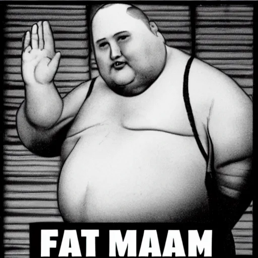 Image similar to fat man we respect you a lot fat man, snake oil CMO